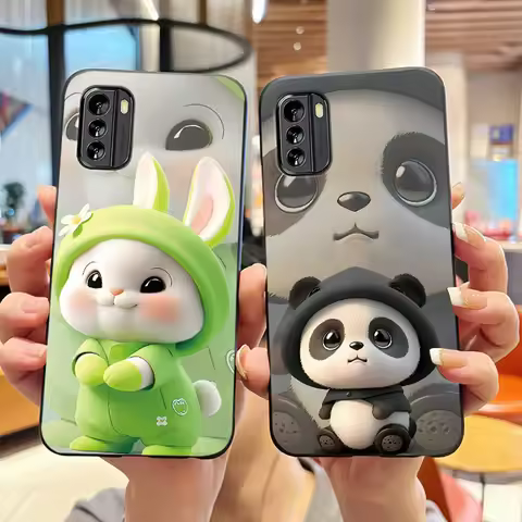 Popular Jelly Color Black Case For Nokia G60 5G Fashion Fluffy Bunny Pattern Shell For Nokia G100 Sh