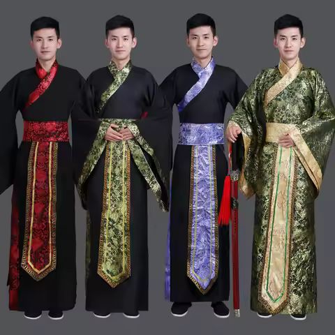 Ancient Chinese Costume Men Stage Performance Outfit for Dynasty Men Hanfu Costume Satin Robe Chines