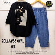 ZOLLA 38 OVAL SET FASHION LATEST WOMEN'S SUIT WITH MATRIAL COTTON COMBED 24S MIX WASHED JEANS THAT H