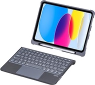 TianTa Keyboard Case for iPad 10th Generation 2022 10.9 inch, Detachable Wireless Bluetooth Keyboard with Touchpad 7 Colors Backlit, Magnetic Protective Cover with Pencil Holder Kickstand