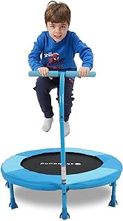 SkyBound Kids Trampoline Indoor with Bar - 36 Inch Mini Trampoline for Kids - Mini Trampoline for Toddlers Age 2-5 - Kids Trampoline for Toddlers with Handle, Durable Steel Frame and Safety Pad