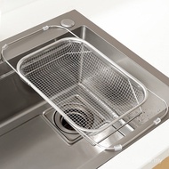 Multifunctional Draining Dish Draining Rack Vegetable Washing Sink Basket Kitchen Retractable Stainl