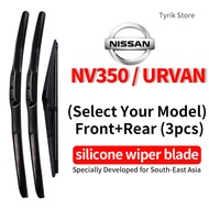 Nissan Urvan NV350 Wiper Blade Set (Front Rear 3pcs) for 1990-2022 Urvan NV350 SUV Car Back Window W