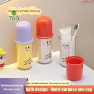 T&O Cartoon Travel 3-in-1 Mouthwash Cup Portable Cute Essential For Business Trips Toothbrush Case W