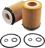 2 Pcs Engine Oil Filters with O-rings Compatible with Mercedes-Benz A220 C300 C350e CLA250 E300 GLC3