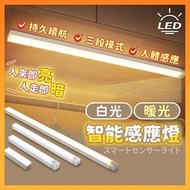 《明亮白光丨10cm》智能人體感應燈條 免打孔磁吸感應燈 超長續航LED小夜燈 USB充電式感應燈 可按鍵三檔開關感應燈 超廣角長條感應燈 走廊燈 櫥櫃燈 玄關門口燈 衣櫃燈 樓道燈 台階燈 床頭燈