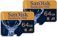 SanDisk 64GB 2-Pack Outdoors FHD microSDXC UHS-I Memory Card (2x64GB) with SD Adapter - Up to 100MB/