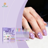 LILY 12Pcs Nail Marker Drawing Acrylic Paint Pens Nail Art Graffiti Pen Set Waterproof Nail Painting