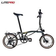 Litepro D9K 16 Inch 9 Speed Tri-fold Bicycle Hydraulic Disc Brakes Chromium Molybdenum Steel Frame B