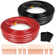 1/0 Gauge Wire Copper Clad Aluminum CCA 40FT Black/Red with 0ga Terminals and heat shrink tube - Pri