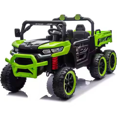 24V UTV 2 Seater Dump Truck with Remote Control, Electric Dump Bed, 4WD Power Ride on Truck Cars 6x6