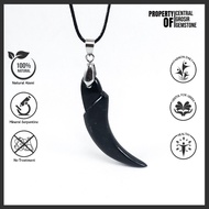 Liontin Batu Giok Hitam Model Kuku Macan Natural Black Jade Bodyglass