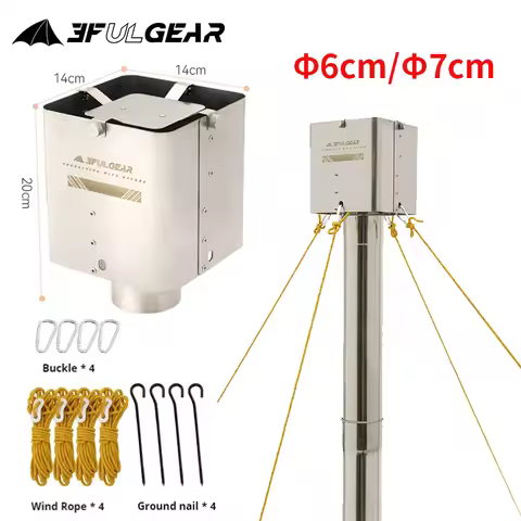 3F UL GEAR Stove Chimney Cover Windproof Rainproof Anti-smoke 304 Stainless Steel 6cm/7cm Outdoor Fi