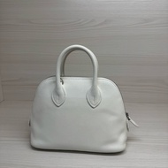 HERMES MINI BOLIDE純白內拼檸檬黃U刻