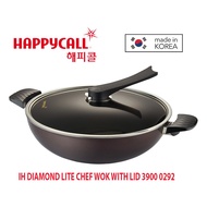 HAPPYCALL INDUCTION AND ALL STOVES Diamond Lite 32cm Die Cast Chef Wok with Self-Standing Lid (Made 