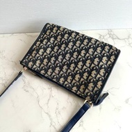 絕版古董包 Dior藍黑色老花皮革包 中古包 單肩包 側背包 斜背包