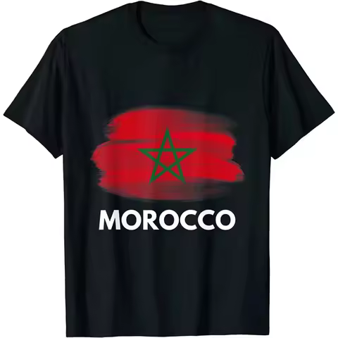 Morocco Flag Emblem Graphic T Shirt For Men 3D Printed Football Sports Moroccan T-Shirts Round Neck 