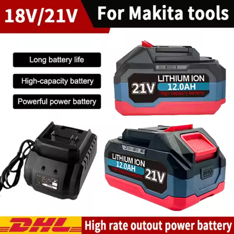 21V Lithium Battery 6.0Ah 9.0Ah 12.0AhCapacity Indicator Rechargeable For Makita 18V Battery Pin Pow