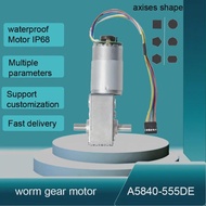 12V/24V Dual Shaft Worm Gear Motor with Encoder High Torque Low RPM 12-470RPM Gearbox Reducer Roboti
