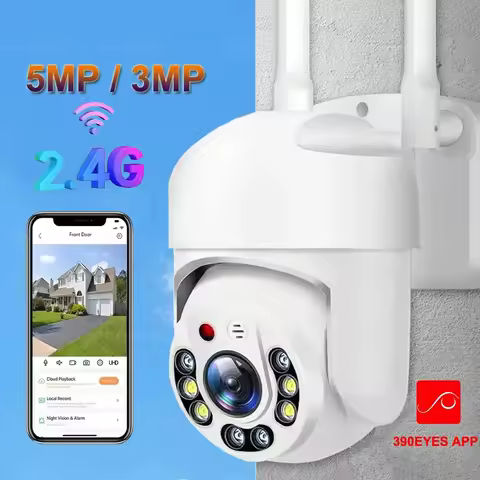 390EYES APP 2.4G Wifi PTZ Camera 5MP Auto Tracking Two Way Audio Color Night Vision Outdoor Waterpro