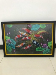 Lukisan cetak gambar ikan Koi plus bingkai