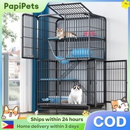 PapiPets Heavy Duty 4 Tier Cat Cage Stackable Sturdy Metal Frame for Large Cats Indoor Cat House