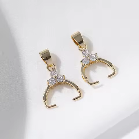 10Pcs Cubic Zircon Pinch Bails Brass Pinch Charm Clip Bail Clasp Pendant Connector Bale For Diy Neck