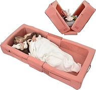 ENITYA Toddler Travel Bed, Folding Floor Cot for Travel, Portable Kids Bed for Sleeping, Washable To