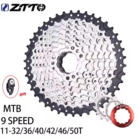 ZTTO MTB Bicycle 9 Speed Cassette 9s 11-32/36/40/42/46/50T Sprocket Mountain Bike Freewheel 9V K7 9