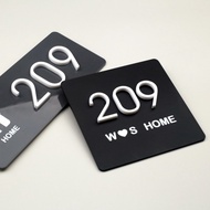 Square homestay residential acrylic three-dimensional digital door Hdb Unit Number Door Number Signa