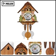 MELEN Cuckoo Wall Clock Wood Hanging Wall-Mounted Retro Non-Hourly Chime Decoration