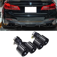 Dual Out Exhaust Tip Carbon Fiber Muffler Tip H Shape Tailpipe For BMW 525i 528i 530i G30 G31 2018+ 