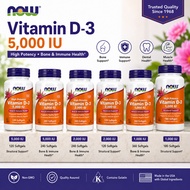 NOW Vitamin D3 Softgels 1000 IU 2000 IU 5000 IU Structural Support Bone & Immune Health Supplement