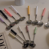 INS Minju Pearl Stainless Steel Cutlery/Aesthetic Pearl Spoon Fork/Korean Aesthetic Cutlery/Korean H