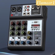 [flameer1] Audio Mixer Support Bluetooth 5.0 USB Portable 4 Channel 48V Power DJ Mixer for Computer