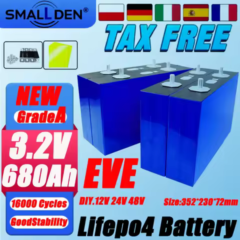 EVE MB56 3.2V Lifepo4 Cell Grade A 680ah Lithium Phosphate Battery 16000+ Cycles DIY 12V 48V Home En