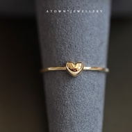 JKISS S925 Sterling Silver 14K Gold Plated Heart Ring Cute Ring