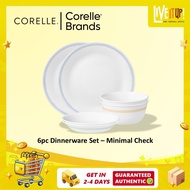 CORELLE 6pc Dinnerware Set - Minimal Check