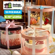 10PCS BULK 6-10 INCH BOXES | ROUND Acetate Cake Box Clear Cake Box Clear Top Lid