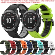 26mm Silicone Strap For Garmin Fenix 7X/6X Pro/5X Plus/3 HR/Tactix 7 Pro/Descent Mk2 Mk2i MK1 Quick 