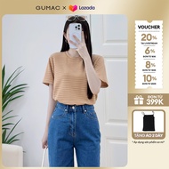 Áo thun nữ form suông cổ tròn có viền cổ chất thun sọc dệt thời trang GUMAC LATF0703