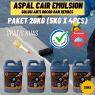 Paket Bundling Aspal Cair 20kg Cat Pelapis Anti Bocor Atap Asbes Seng Rumah Cairan Pelapis Kolam Ika