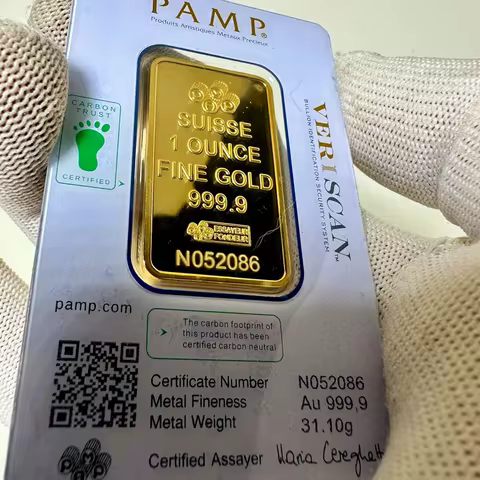 1 OZ Gold Bar PAMP Footprint 24KGold-Plated Bullion Ingot - Movie Prop Faux 24K Fine in Sealed Non-m
