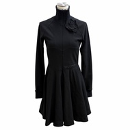 Excellent condition ★ VALENTINO XB3MJ03V724 Embossed Logo Flower Zip-Up Dress Black Size S Made in I