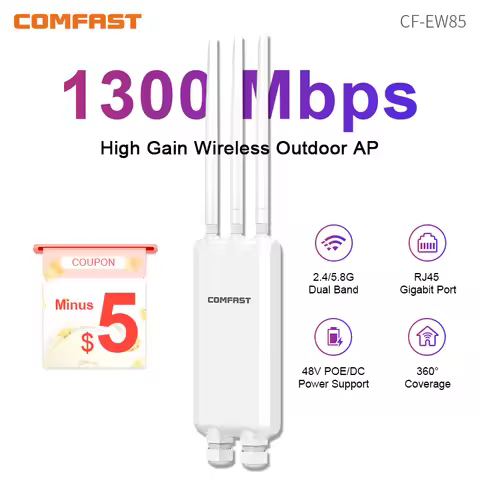 Comfast 1300Mbps Outdoor Access Point 2.4G&5.8GHz Gigabit AP Long Range Repeater High Power 3*5dBi W