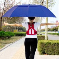 【限時免運】採茶遮陽傘可背式太陽傘釣魚晴雨傘兩用幹農活防風防曬黑膠戶外