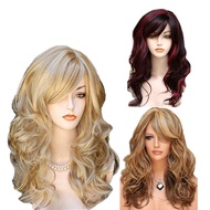 Nice Whole Wig Oblique Bangs Big Wavy Curly Wig Highlight Red-Xiaowang's Grocery Store