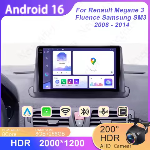 Android 16 For Renault Megane 3 Fluence Samsung SM3 2008 - 2014 Car Radio Multimedia video Player Na