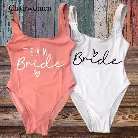 S-3XL Team Bride One-Piece Swimsuit Squad Woman Blush Pink Swimwear Bachelorette Party Swimsuits Bea