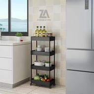 Zoyands Multipurpose Trolley Rack 4 Tiers Square 4 Wheels Trolly Rack Baby Role Play Bathroom Snack 